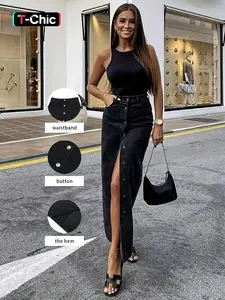 Women's Denim Skirt, Elegant Chic Fashion Casual Maxi Long Skirt for Daily Outdoor Wear, Ladies Bottoms for All Seasons, Womenswear