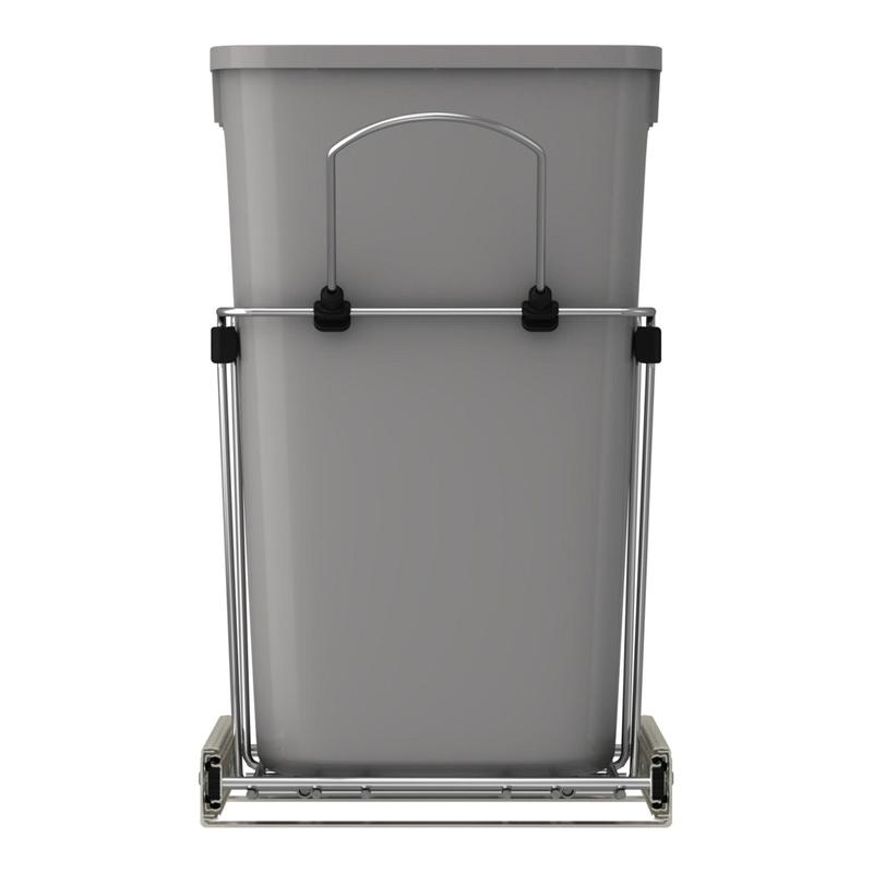 Rev-A-Shelf Double Pull Out Trash Can 27 Qt for Kitchen, Silver, RV-15KD-17C S