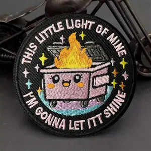 Funny Dumpster Fire Embroidered Patch This Little Light of Mine Morale Badge Hook and Loop for Clothing Backpack Jacket