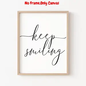 1pc, Wall arts, Modern Posters, Keep Smiling Simple Quotes Wall Art Positive Quotes Workplace Motivational Fonts Living Room Wall Art Minimalist, living room decor, bedroom decor aesthetic, housewarming gift, unframed