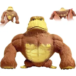 Soft and Squishy Monkey Toy, Stretchable Gorilla Toy, Stress-Relieving Stretch Toy, Cute Animal Toy, Brown Gorilla Sensory Toy for Kids