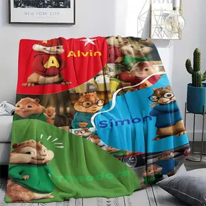 Animated comedy Alvin and the Chipmunks (9) Pattern Soft and comfortable flannel blanket, home living room nap, camping machine washable all season blanket, air-conditioned blanket, youth room decoration