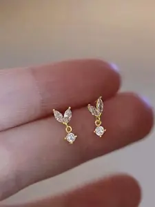 Minimalist Heart Shaped Artificial Zircon Cubic Zirconia Gemstone Decor Dangle Earrings, Elegant Jewelry for Women, Trendy All-match & Exquisite Jewelry for Birthday Gift