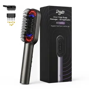 DayIn 3-IN-1 Electric Scalp Massager Hair Oil Applicator, Cordless Vibration Head Massager,  Waterproof  Red Light Hair Brush, Deep Clean Comb for Home & Travel Scalpmassager