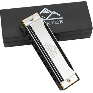 EastRock Blues Harmonica Mouth Organ Harp 10 Hole C Key with Case, Diatonic Harmonica for Beginner, Professional Player, Students gifts, Adult, Friends, Gift Silver