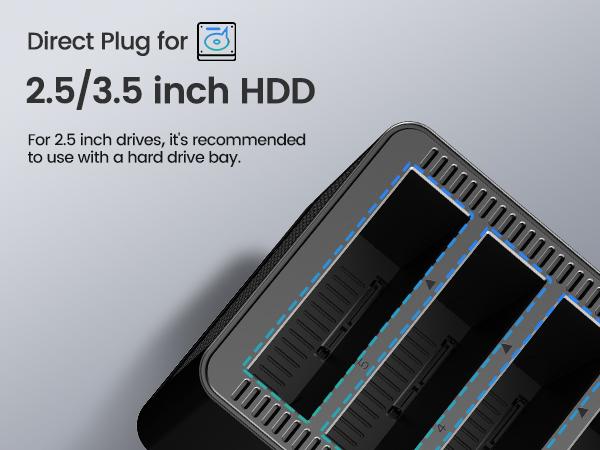 ORICO 5 Bay Hard Drive Enclosure USB C/A to SATA Magnetic Tool-Free External HDD Docking Station Case with 12V/6.5A Power Adapter for Family Storage Supports 2.5/3.5 inch Drives Max 110TB (5x22TB) - DS500, Linux, Usb 3.0, Independent Bracket, Transfer Spe