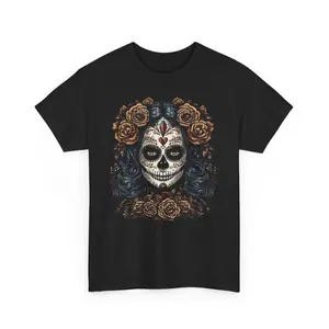 Catrina Día de los Muertos Shirt Skeleton Brown Flowers Day of the Dead Sugar Skull Women Unisex T Shirt Summerween Halloween  Tshirt