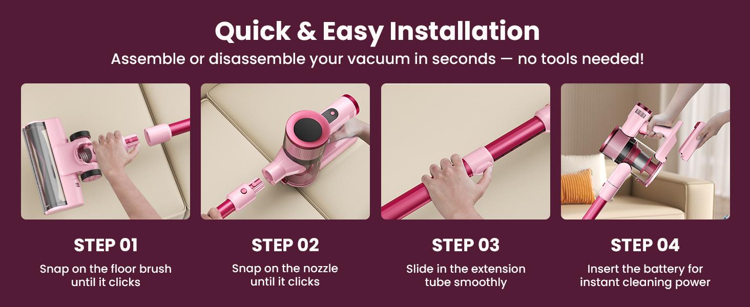 [SpringGlowUp]S2 Cordless Vacuum, 2-Mode Strong Suction & 55-Min Runtime, Anti-Tangle Rechargeable Stick Vacuum with Green LED for Easy Daily Cleaning , Lightweight 2-in-1 Handheld with Self-Standing Design for Floors, Carpets, Sofa, Tiles, Cars