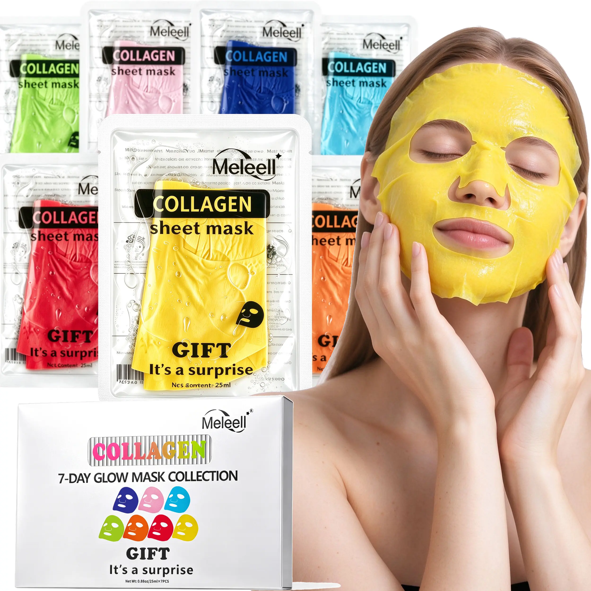 Korean Face Mask Sheet Set, Facial Spa Masks for Women, 7 Pack Korean Face Mask Sheet Set, Facial Spa Masks for Women, 7 Pack