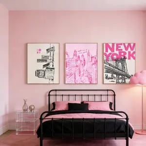 Optional Wooden Frame New York City Design Canvas Wall Mural HD Print Personalized Art for Living Room Home Decor Durable