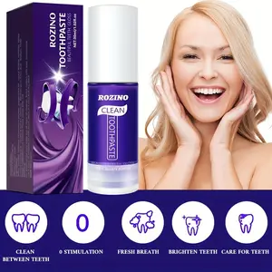 ROZINO Purple Toothpaste Clean Between Teeth - Fresh Breath & Tooth Care Product with Hydrated Silica & Sodium Fluoride for Adults & Kids Over 6 Years Old