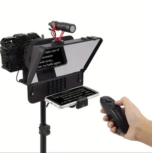 A10 Live Video Caption Device Portable Prompter & Phone Holder with Bluetooth Remote Control APP Video Recording Production Tool Best for Live Subtitles Compact Selfie Smartphone Cellphone
