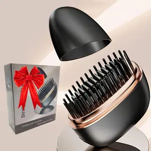 Compact USB Heated Styling Comb Instant Heat Copper Plate Portable Travel Essential Hair Straightener Brush for Smooth Styling