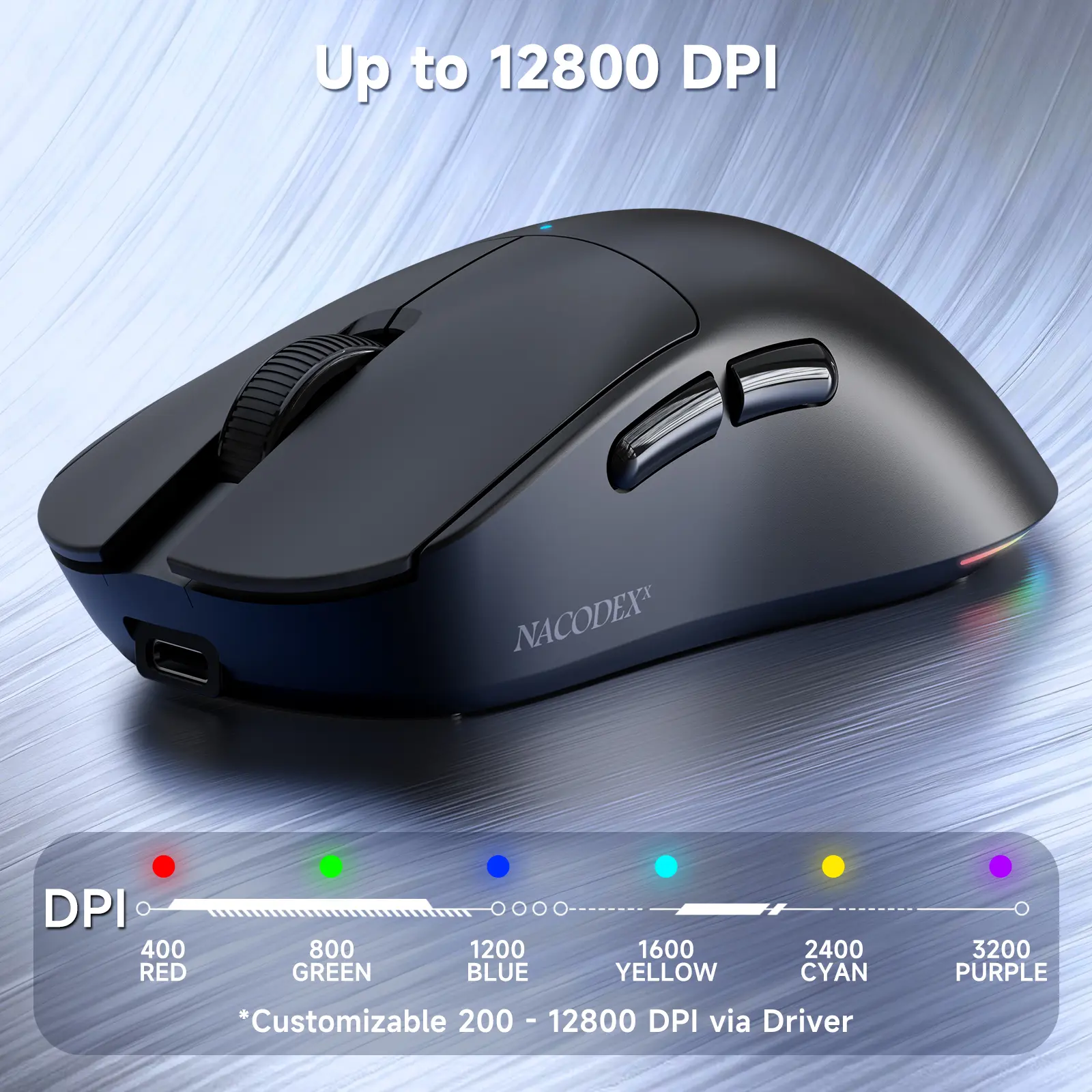 AJAZZ NJ08 Wireless Gaming Mouse 70g Lightweight, 12800 DPI, RGB