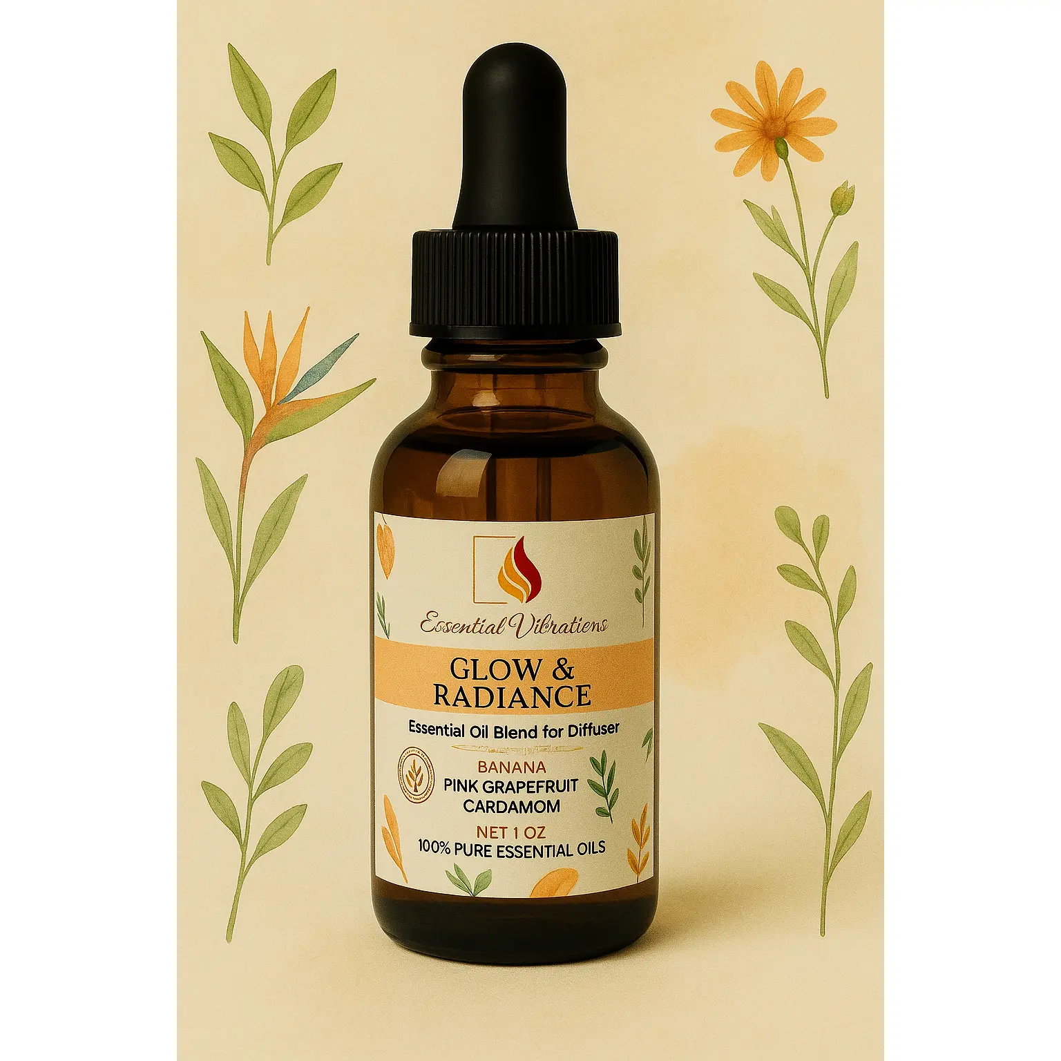 Cruelty-Free Vegan Cardamom-Infused All-Natural Scented Diffuser Oil Blend - Banana, Grapefruit Notes, Morning Mood Boost, Wellness Aid for Aromatherapy, Alternative Treatment Support, Fitness, Healthcare