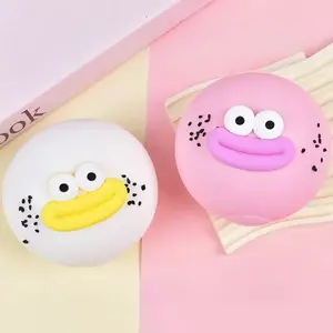 Funny Squeeze Toy, Slow Rising Fluid Mochi Squishy, Cute Ugly Face Stress Relief Ball, Sausage Mouth Removable, Fidget Toy for Kids, 6.1 Birthday Party Gift