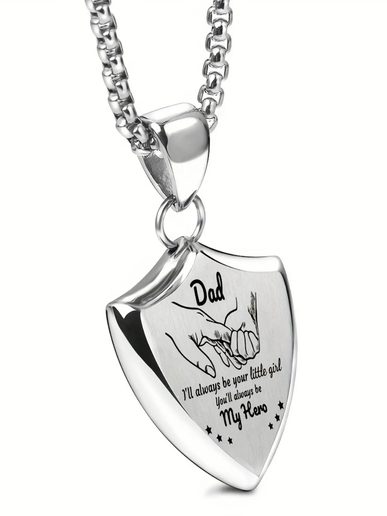 Men's Fashion Letter Pattern Heart Shaped Pendant Necklace As Gift, Stainless Steel Jewelry, Trendy Male Jewelry for Birthday Gift, Love Necklace