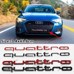 Abs Car Front Grille Badge Quattro Logo for Audi Models, Compatible with A3 A4 A5 A6 Q3 Q5 Q7 S3 Rs3 Rs4 Rs6, Durable Automotive Emblem Accessory
