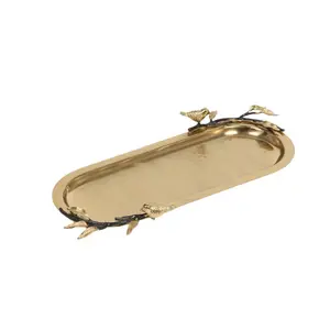 Jiallo  15 x 6 in. Songbird Oblong Serving Dish, Gold