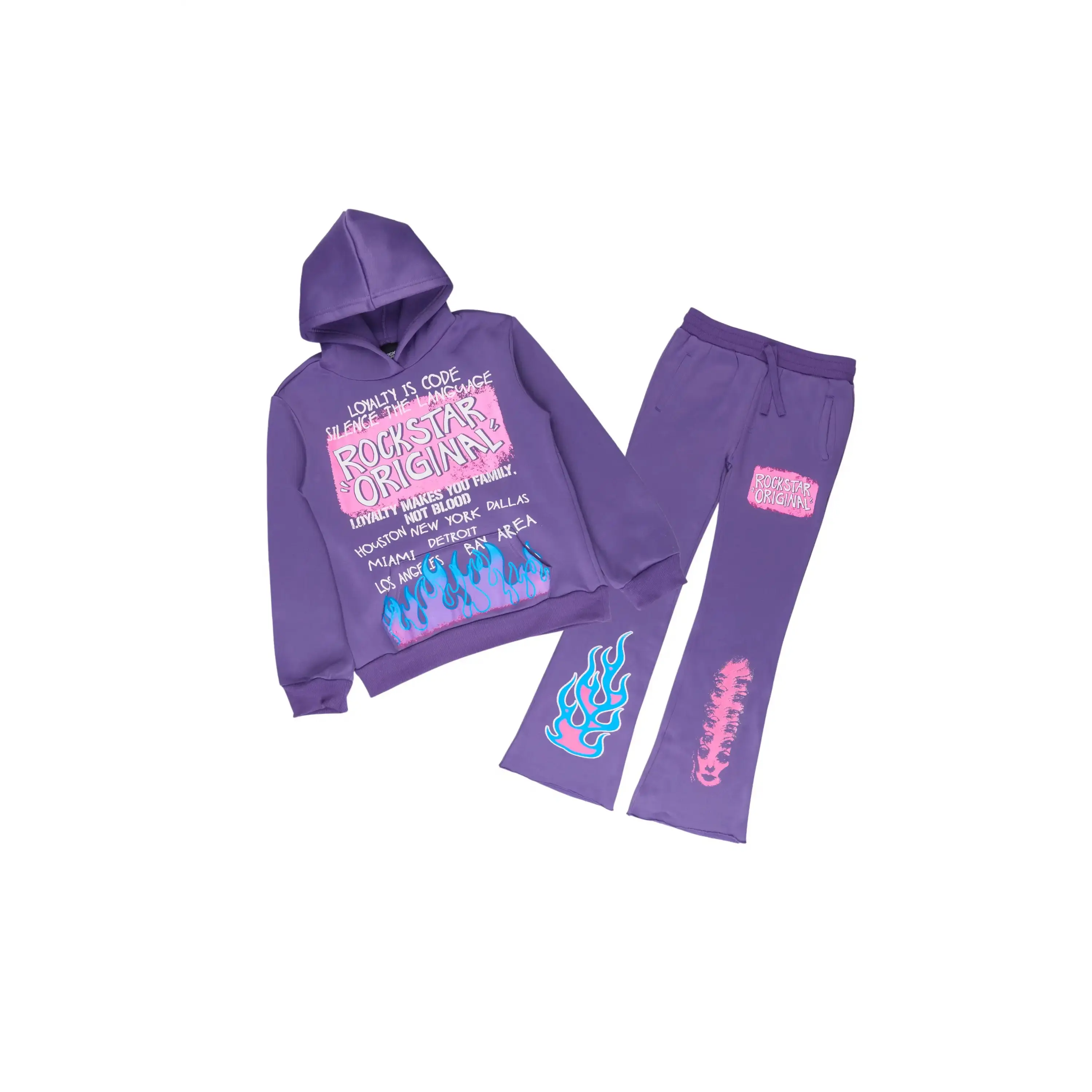 Girls Bridgette 2.0 Purple Hoodie/Stacked Flare Track Set