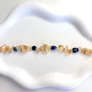 Golden Midnight Bracelet - Citrine Crystals, Blue Aventurine - Natural Gemstones