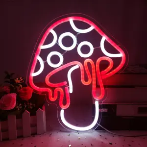 Mushroom Shaped Neon Sign, USB Powered Neon Light with Dimming Switch Decorative Neon Sign for Home Bedroom Living Room, Vanity Decor Accessories, Led Neon Lights, Led Signs, Mood Decorative Lights