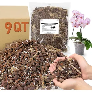 Orchid Bark Potting Mix 9QT - Orchid Soil Mix with Pine Bark, Perlite, Sphagnum Moss & Leca Clay, -Draining Mix for Repotting Phalaenopsis &  Epiphytic Orchids, Indoor Orchid Mulch