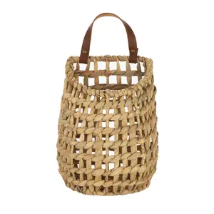 Better Homes & Gardens Water Hyacinth Hanging Basket with Faux Leather Strap