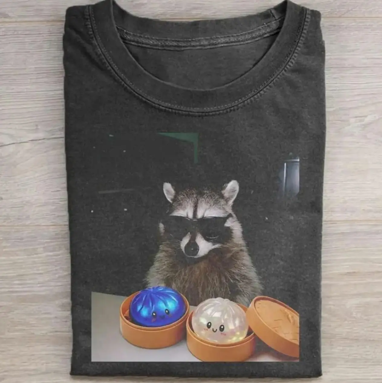Raccoon Glitter Dumpling T-shirt, Cute Kawaii Food Tee, Funny Dumpling Pun shirt, Trendy Gift, Funny Food Graphic Tee K74