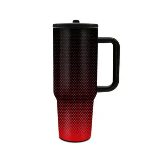 1pc 40oz Stainless Steel Insulated Tumbler with Handle & Lid, available in black-white, red-black, blue-black and green-black. keep drinks hot or cold. for coffee, water & drinks at home, office, travel or gym. for women, men, friends & coworkers