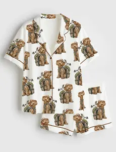 Women’s Goldendoodle Golf Dog Playing Golf Short Sleeve Pajama Set #Pajamas
