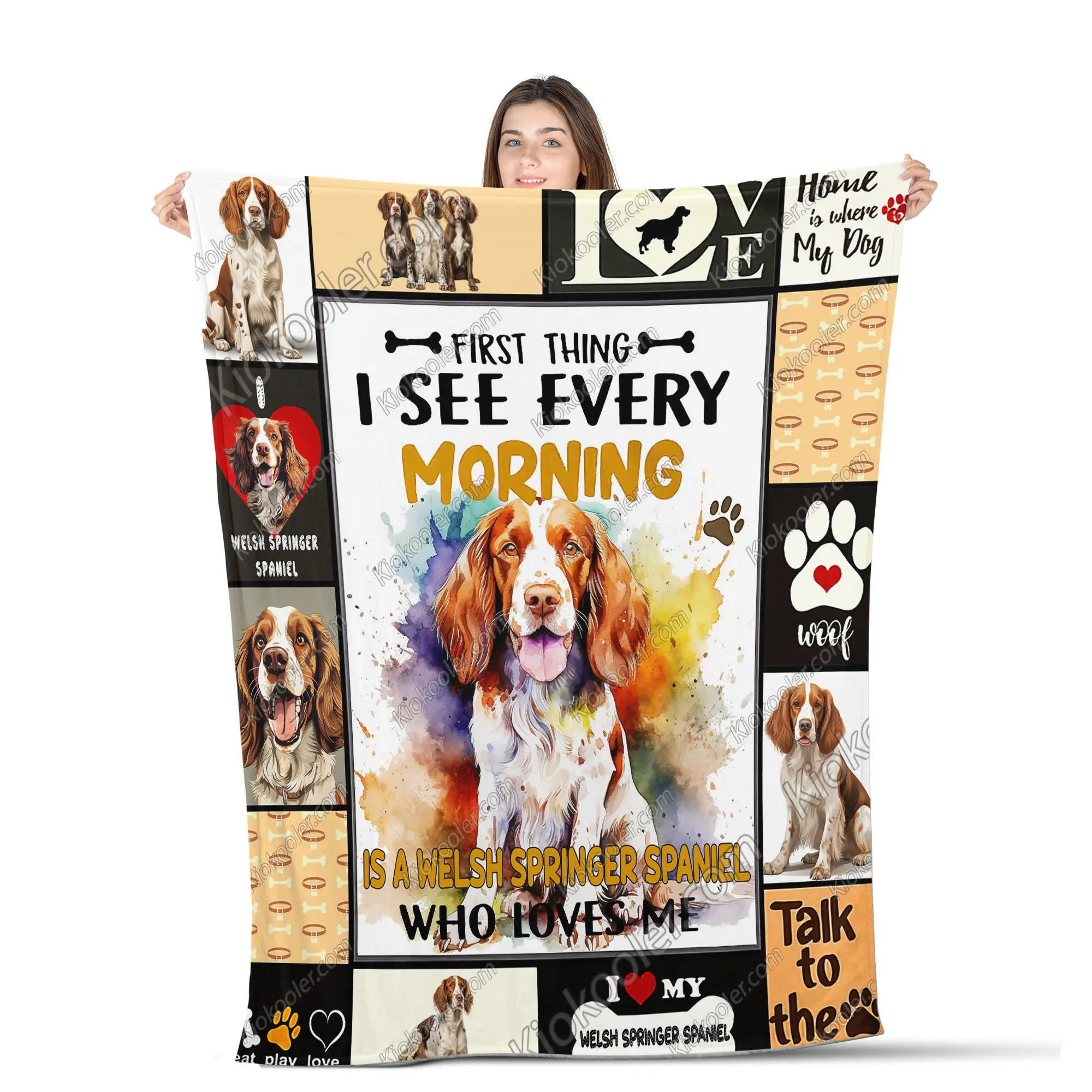 Welsh Springer Spaniel Dog First Thing I See Every Morning All Season Blanket, Welsh Springer Spaniel Dog Decor, Gifts For Dog Lovers, Sofa Throw Blanket Comfort Warmth Soft Blanket Fleece Blanket, Sherpa Blanket