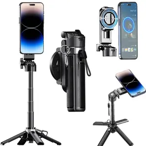 Four-In-One Magnetic Selfie Stick Tripod with Bluetooth-compatible Remote, 360° Rotation, Portable, Anti-Shake, Wireless Control, Ideal for Vlogging