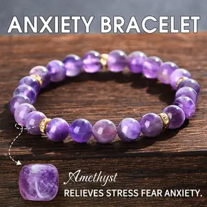 Crystal Healing Stones Bracelets Healing Spiritual Crystal Bracelets for Women Men Amethyst Anxiety Bracelets Empath Protection Bracelet Natural Gemstones Bracelets Jewelry Gifts