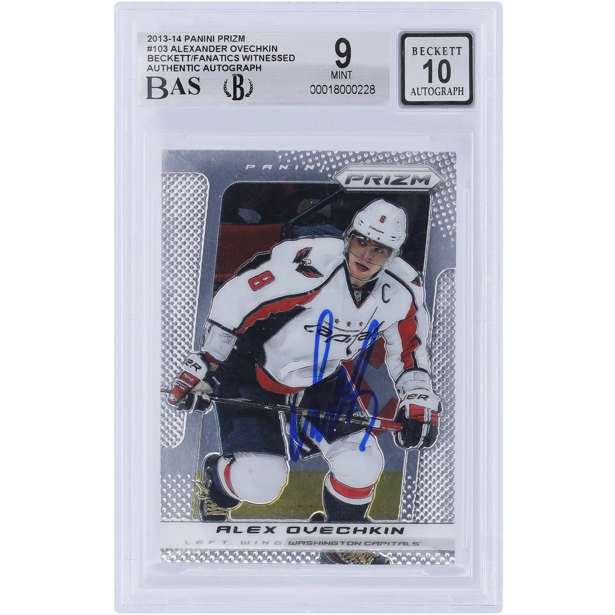 Alexander Ovechkin Washington Capitals Autographed 2013-14 Panini Prizm #103 Beckett Fanatics Witnessed Authenticated 9/10 Card - Fanatics Authentic Certified