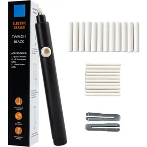 Operated Pencil Eraser, Electric Eraser Kit with 2 Different Eraser Sizes, Ideal for Sketching, Drafting, Drawing (Black)