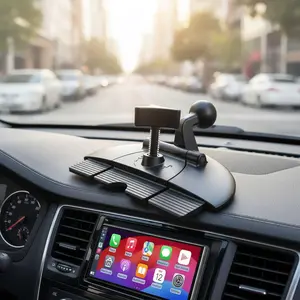CD Slot Mount for CarPlay Screen – 360° Rotating Car Mount with 4-Button Lock, Compatible with GPS Monitors and CarPlay Devices