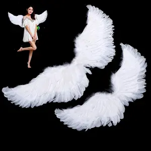1Pc Kids Adult Party Swallow White Angel Feather Wings Wands Cosplay Elastic Straps Wedding Birthday Halloween Christmas Adult Angel Wings Deluxe Feather Wings withElastic Straps Halloween Costume Accessory forMen Women,
