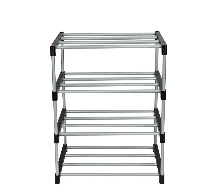 Stackable 4-Tier Shoe Rack – Sturdy Metal & Plastic Build
