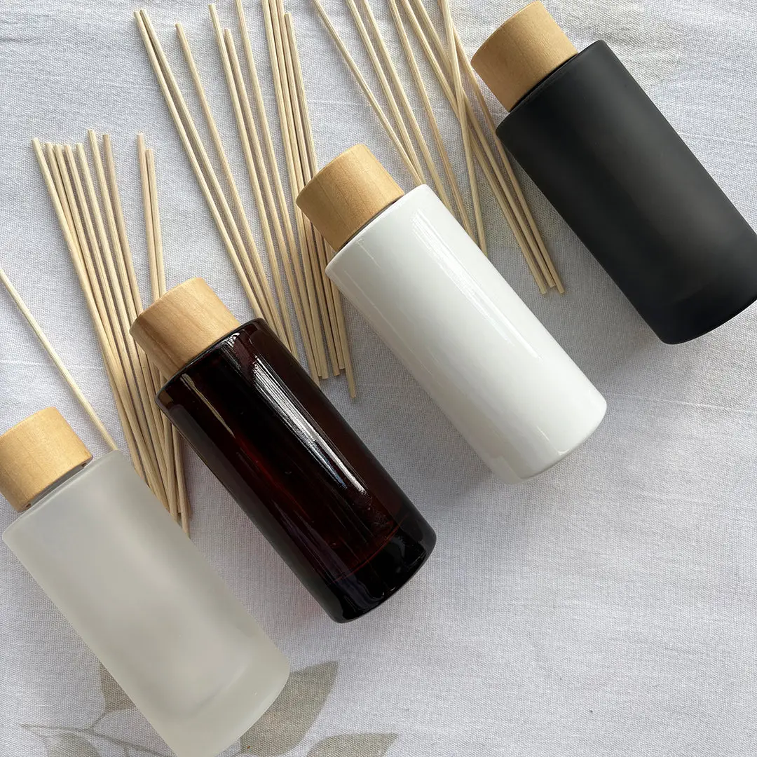 Empty Reed Diffuser Bottle with Reeds | Refillable Glass Diffuser Container Set | Tall