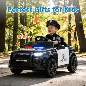 Summervibes Flash Sale Toy Items: 12V Kids Police Ride-On Electric Car, Remote Control Mode, LED Headlights & Wireless Speaker, Built-in USB Port, Dual Motor Drive, Anti-Rollover Design with Safety Belt, Patrol Cop Car Toy Gift for Boys & Girls Ages 3-8