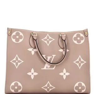 Pre-owned Louis Vuitton Leather Shoulder Bags OnTheGo Tote Bicolor Monogram Empreinte Giant MM by Rebag