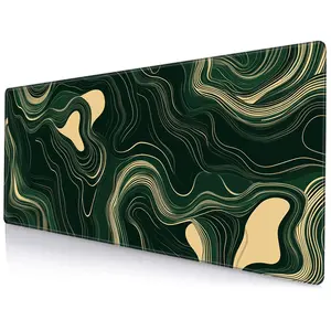 Abstract Green Wave Pattern Mouse Pad, Non-slip Rubber Desk Mat, Rectangle Keyboard Pad for Office, Durable Natural Rubber Mouse Pad, Desk Accessories