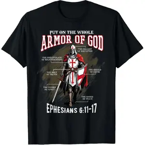 ✝️🌟[100% Cotton][Graphic Tee]Full Armor of God T-Shirt for Men & Women – Christian Bible Verse Inspirational Tee, Faith-Based Graphic Shirt, Spiritual Motivation Top, Religious Apparel, Church & Daily Wear, Gift for Believers, Prayer Shirt