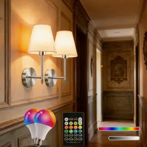 Battery-Powered Wall Light Set of 2, /gold/silver Color Rechargeable Wall Sconces, Dimmable Remote-Controlled Lights for Bedroom Living Room, Atmosphere Lighting, Decorative Wall Lamp, Interior Lights