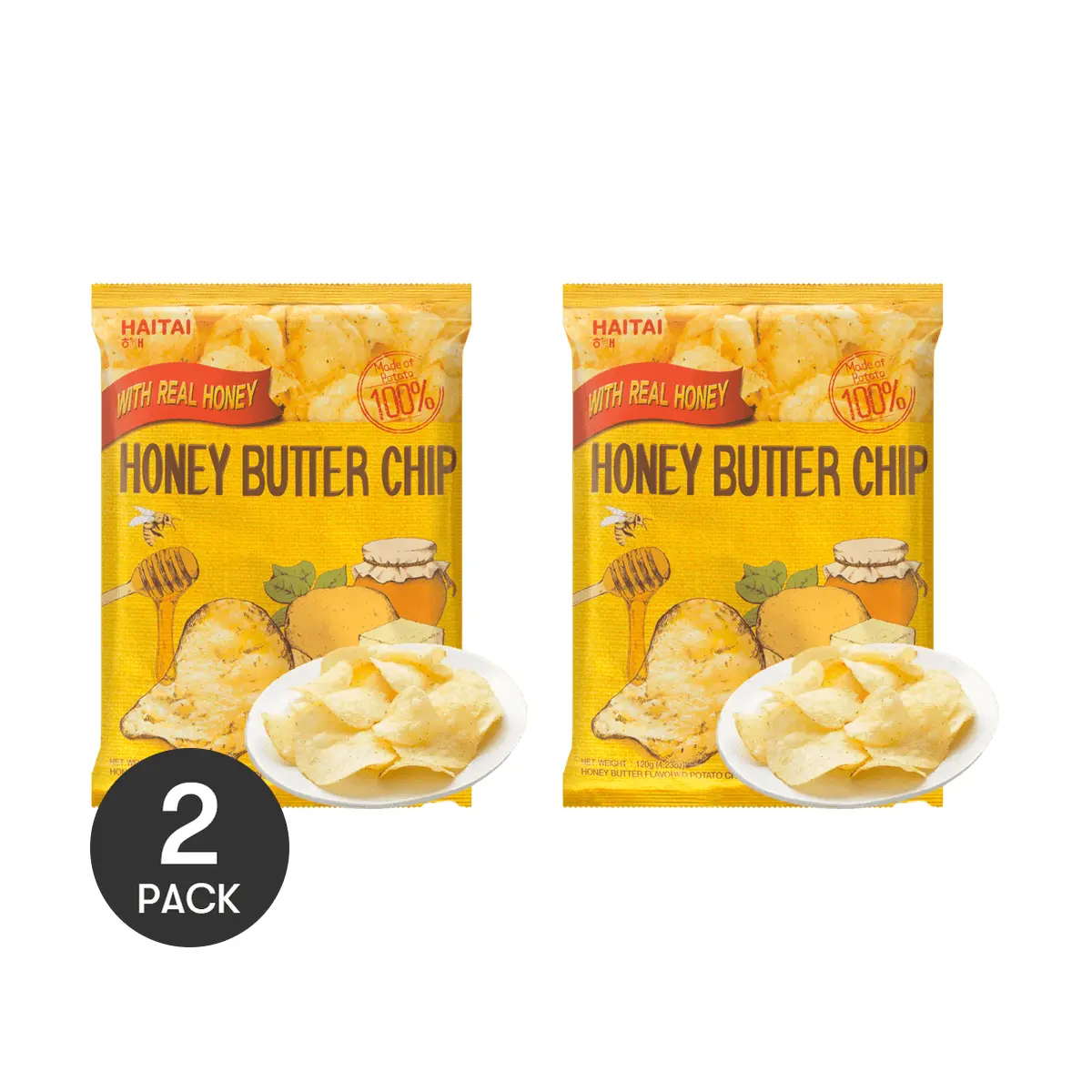 2Packs HAITAI Korean Honey Butter Potato Chips - Value Pack, 4.23oz/Pack 2Packs HAITAI Korean Honey Butter Potato Chips - Value Pack, 4.23oz/Pack