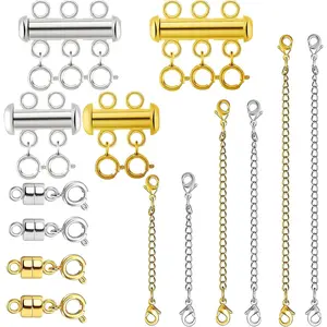 Necklace Clasp and Chain Extender for Layering,  and   Bracelet Clasps Set, Multiple Styles Necklace Extenders for Women