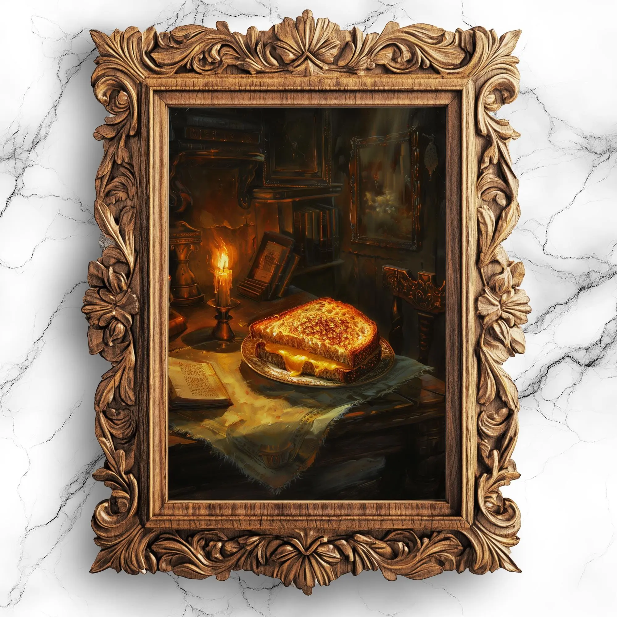 Grilled Cheese in Mysterious Room | Whimsical Kitchen Decor | Home Wall Decor, Gift For Him and Her, Home Decoration, Gift For Him and Her
