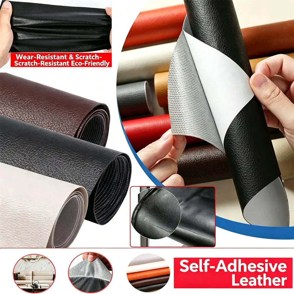 PU Leather Self Adhesive Repair Patch Stickers, DIY Furniture Refurbish Fabric Patches, Self Fix Stickers for Sofa, Car Seat, Chair, Table, Bag, Shoes, Bed Household Use