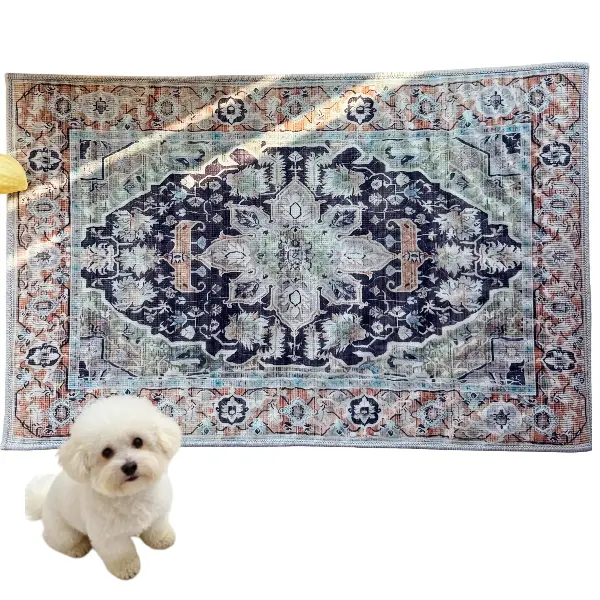 Boho Machine Washable Pet Pee Pad & Feeding Mat - 17in×27in Eco-Friendly Leak-Proof Waterproof Barrier, Easy-Clean Dog Training Pad with Home Decor Style, Mess Control for Home Floors, Puppy Essential